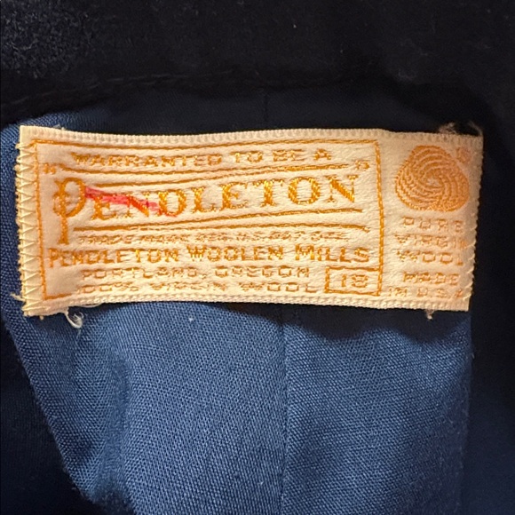 Pendleton Vintage Navy Wide Leg Women's Wool Pants - Picture 4 of 14